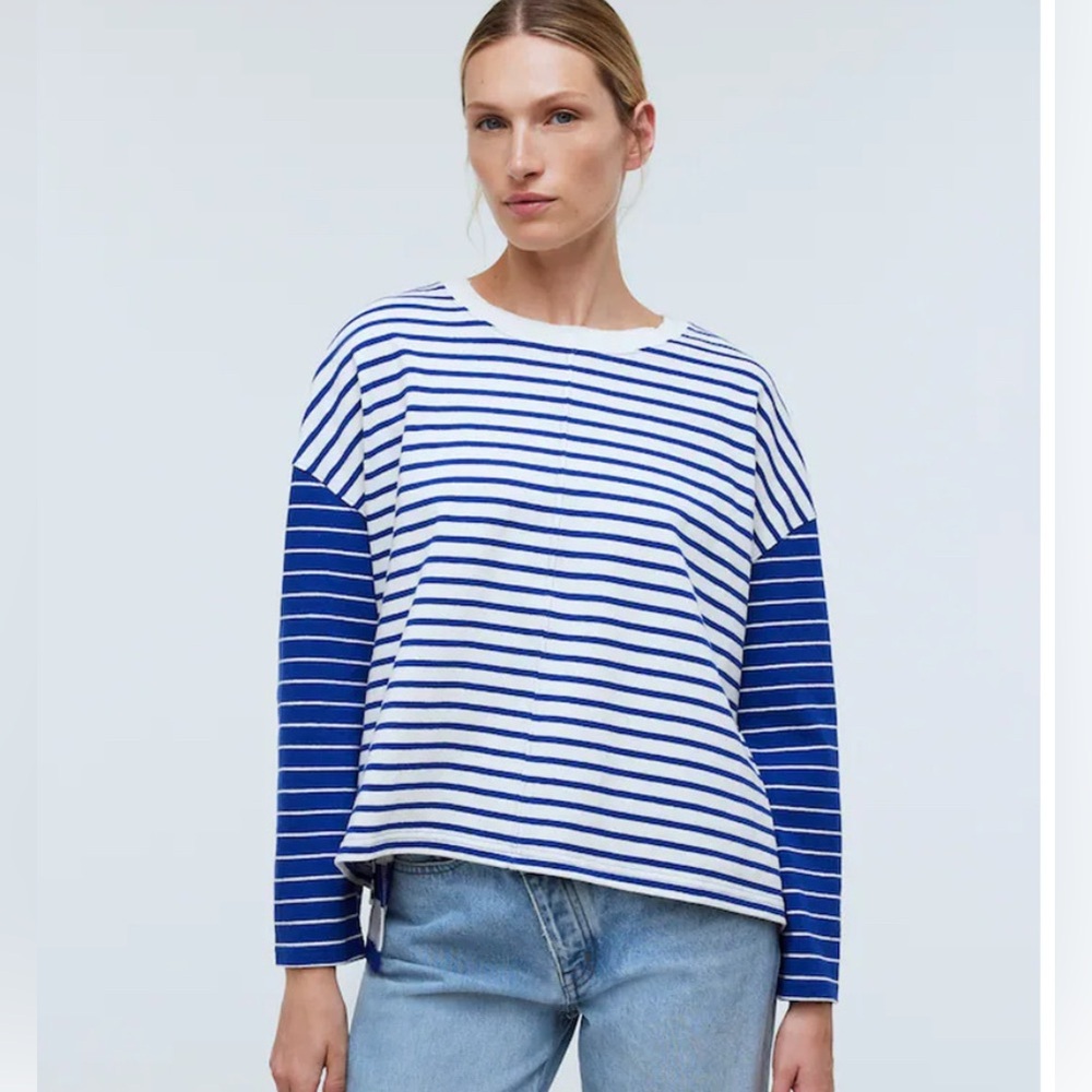 Madewell Easy Long-Sleeve Rugby Tee in Contrasting Stripe XS